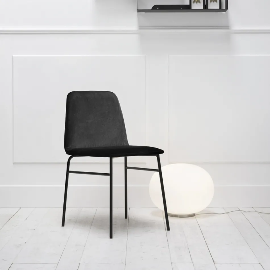 Karrige Fine Fabric me Baze Metal Prodhuar në Itali, 2 Copë - Molde Viadurini