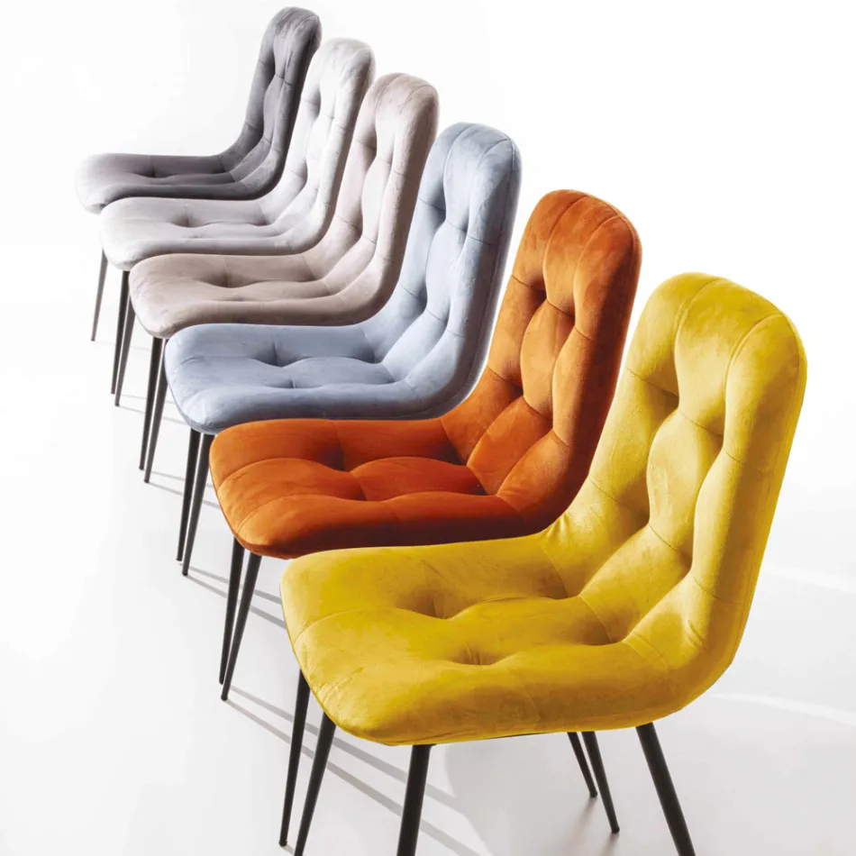 Karrigia e dhomës së ngrënies me tapiceri prej kadifeje, rezistente ndaj njollave, 4 copë - Kylie Viadurini