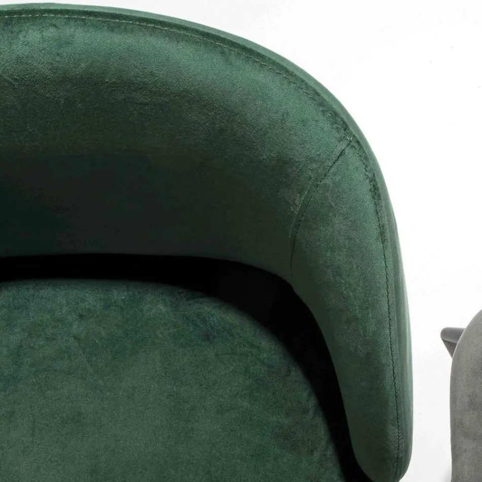 Karrige e veshur me kadife me bazament në metal të pikturuar me të zezë, 2 copë - Havana Viadurini