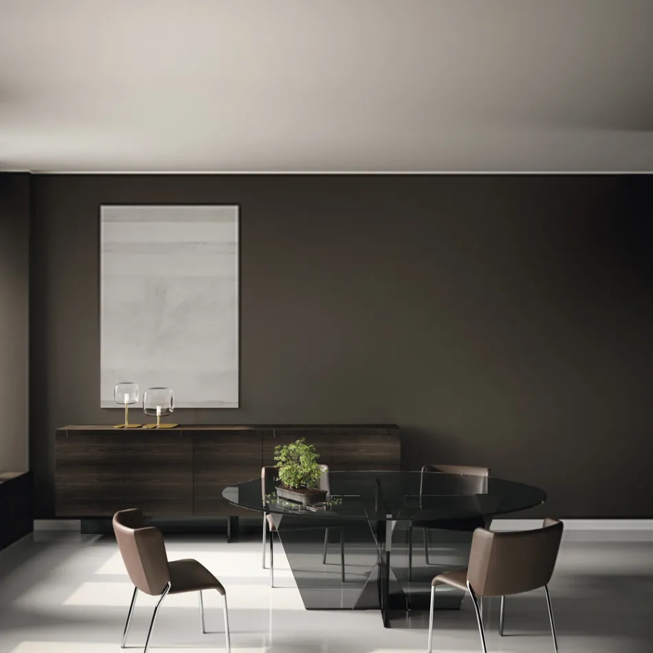 Karrige e dhomës së ngrënies me sedilje e veshur me lëkurë Prodhuar në Itali - Giulia Viadurini