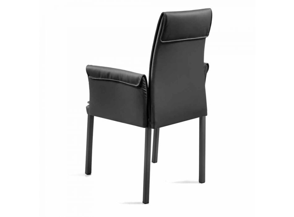 Dizajni karrige për dhomën e ngrënies në eko-lëkurë Bessie XL, e bërë në Itali Viadurini