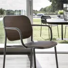 Karrige e dhomës së ngrënies prej druri dhe metali Prodhuar në Itali 2 Copë - Saffia Viadurini