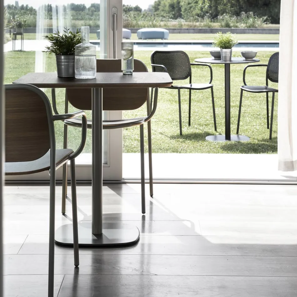 Karrige e dhomës së ngrënies prej druri dhe metali Prodhuar në Itali 2 Copë - Saffia Viadurini