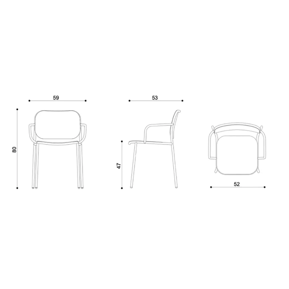Karrige e dhomës së ngrënies prej druri dhe metali Prodhuar në Itali 2 Copë - Saffia Viadurini