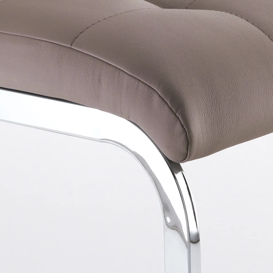 Karrige e dhomës së ngrënies prej lëkure sintetike dhe metal të kromuar 4 copë - Molise Viadurini