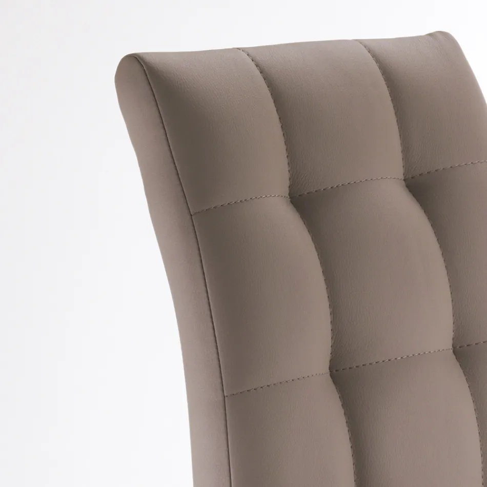 Karrige e dhomës së ngrënies prej lëkure sintetike dhe metal të kromuar 4 copë - Molise Viadurini