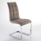 Karrige e dhomës së ngrënies prej lëkure sintetike dhe metal të kromuar 4 copë - Molise Viadurini