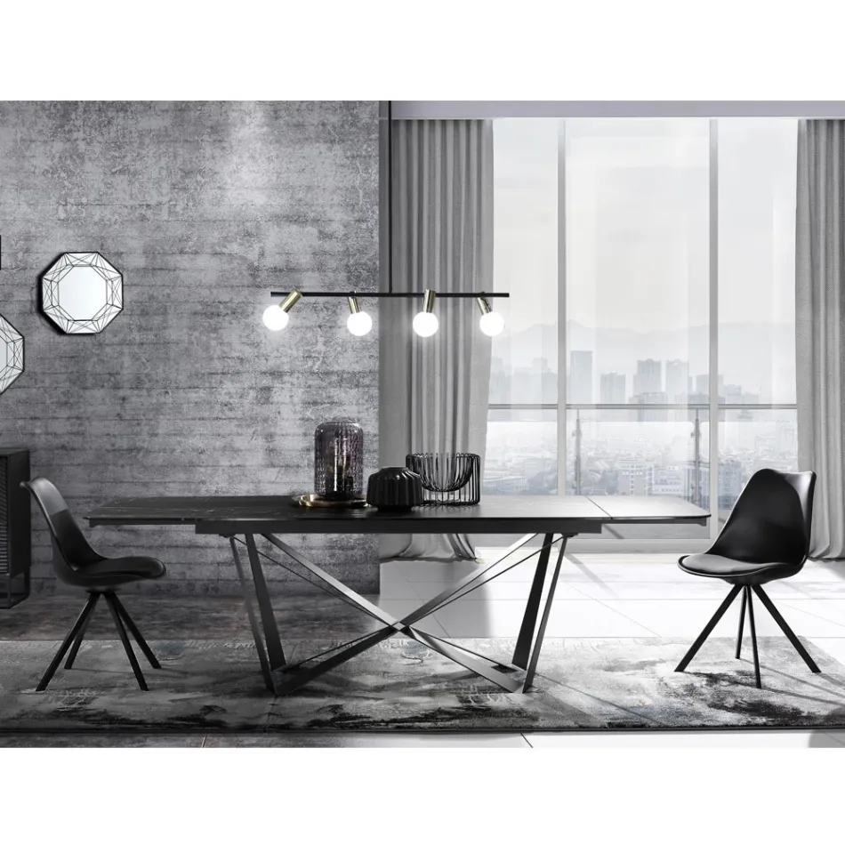 Karrige e dhomës së ngrënies prej lëkure sintetike dhe polipropilen 4 copë - Shakira Viadurini