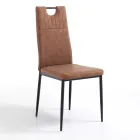 Karrige e dhomës së ngrënies prej lëkure sintetike të vjetëruar 4 copë - Cassandra Viadurini