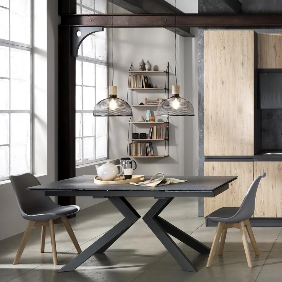 Karrige e dhomës së ngrënies prej polipropileni dhe lëkure sintetike 4 copë - Chira Viadurini