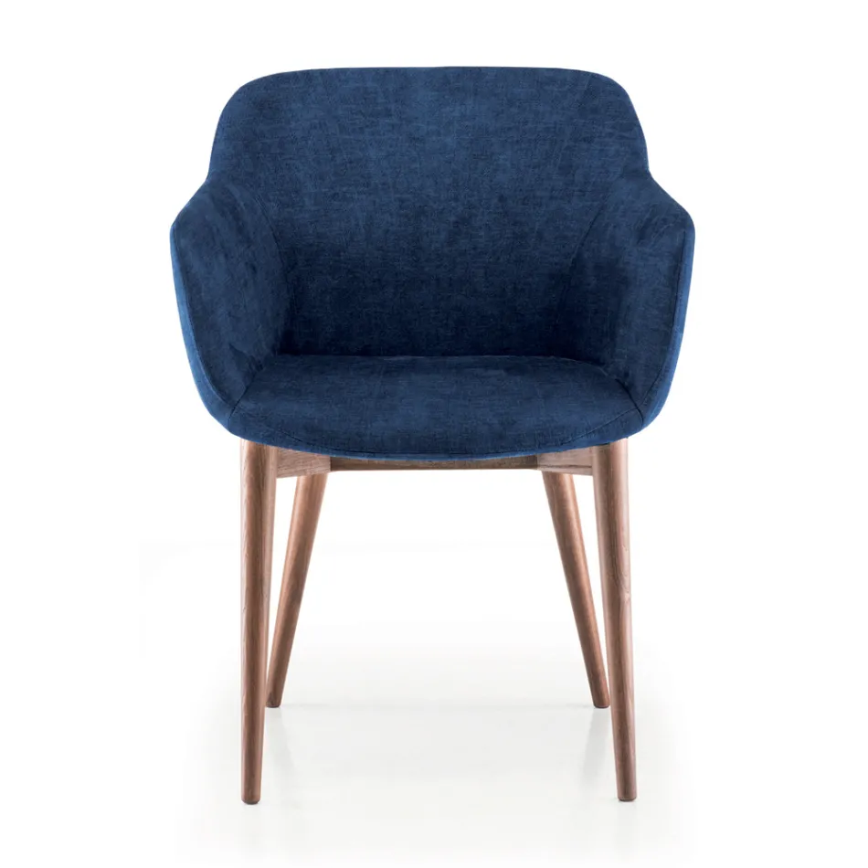 Karrige e Dhomës së ngrënies në Pëlhurë dhe Dru Prodhuar në Itali 4 Copë - Bardella Viadurini