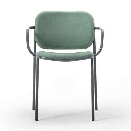 Karrige e Dhomës së ngrënies prej Pëlhure dhe Metalike Prodhuar në Itali 2 Copë - Sangria Viadurini