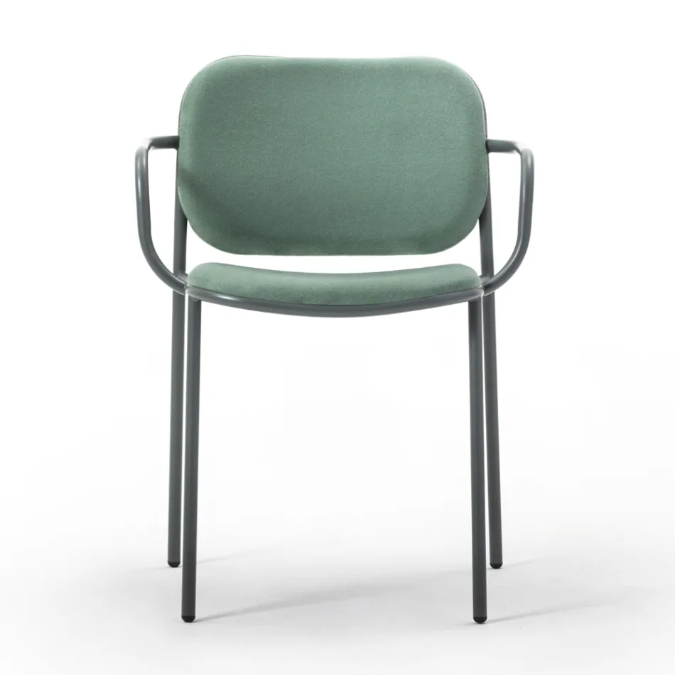 Karrige e Dhomës së ngrënies prej Pëlhure dhe Metalike Prodhuar në Itali 2 Copë - Sangria Viadurini