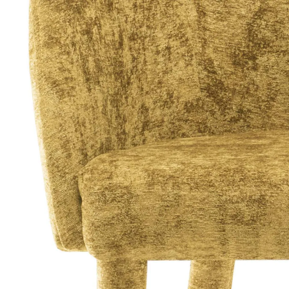 Karrige e dhomës së ngrënies e veshur me susta në pëlhurë e prodhuar në Itali 4 copë - Tagata Viadurini