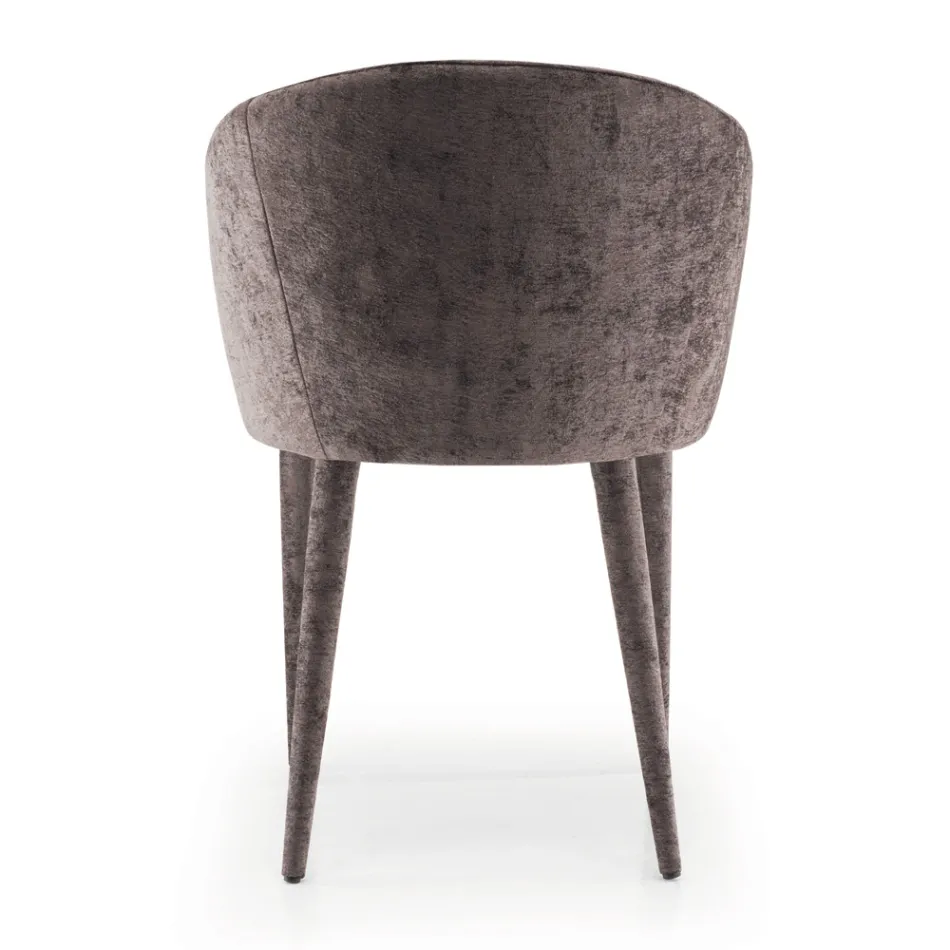 Karrige e dhomës së ngrënies e veshur me susta në pëlhurë e prodhuar në Itali 4 copë - Tagata Viadurini