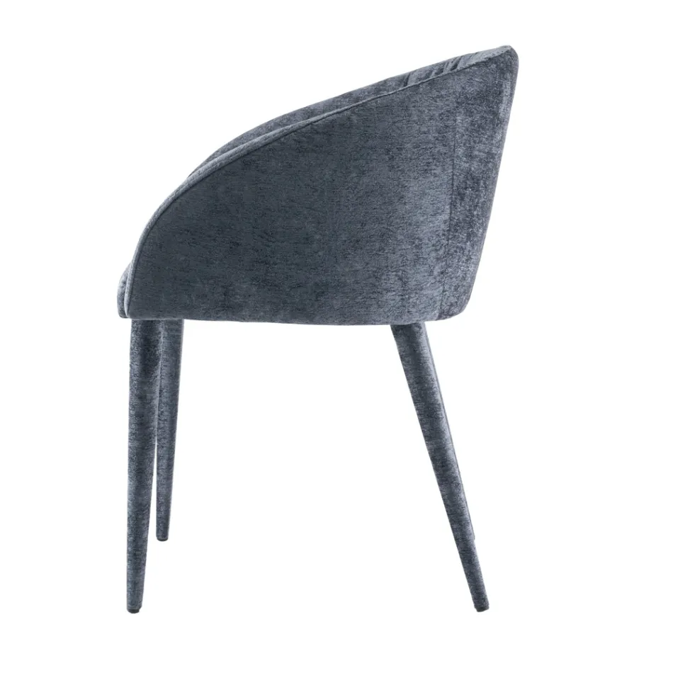 Karrige e dhomës së ngrënies e veshur me susta në pëlhurë e prodhuar në Itali 4 copë - Tagata Viadurini