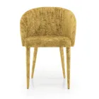 Karrige e dhomës së ngrënies e veshur me susta në pëlhurë e prodhuar në Itali 4 copë - Tagata Viadurini