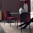 Karrige e dhomës së ngrënies e veshur me susta në kadife Made in Italy 4 Copë - Victory Viadurini