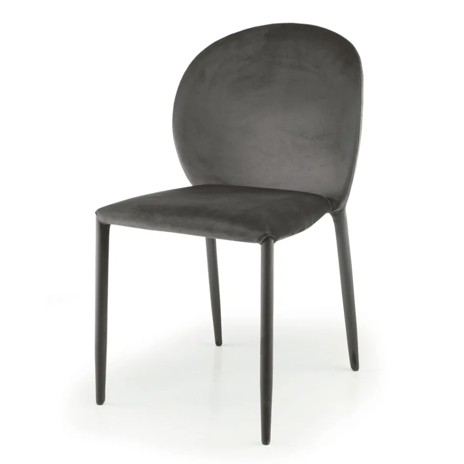 Karrige e dhomës së ngrënies e veshur me susta në kadife Made in Italy 4 Copë - Victory Viadurini