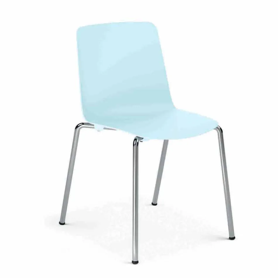 Made in Italy Kryetari i dhomës së ngrënies së metaleve dhe polipropilenit, 4 copë - Carlita Viadurini