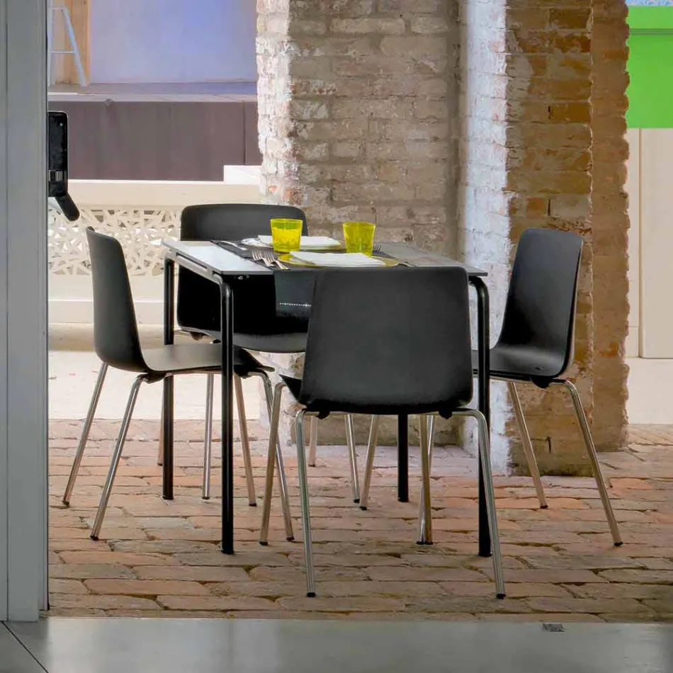 Made in Italy Kryetari i dhomës së ngrënies së metaleve dhe polipropilenit, 4 copë - Carlita Viadurini