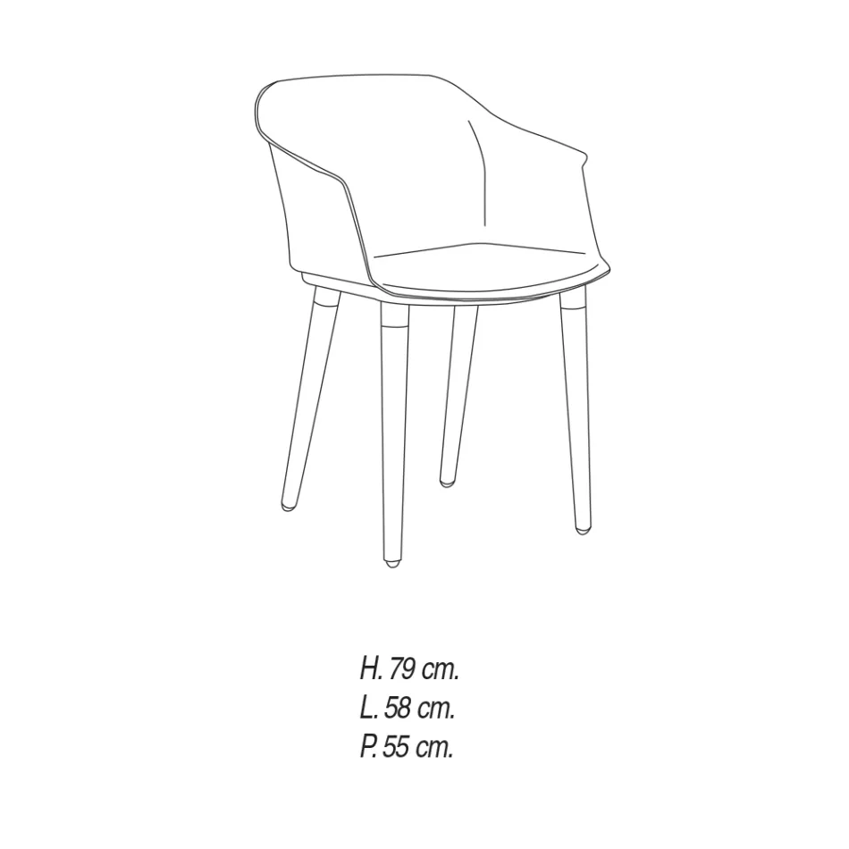 Karrige e dhomës së ndenjes prej druri dhe polipropileni Prodhuar në Itali, 4 copë - Marbella Viadurini