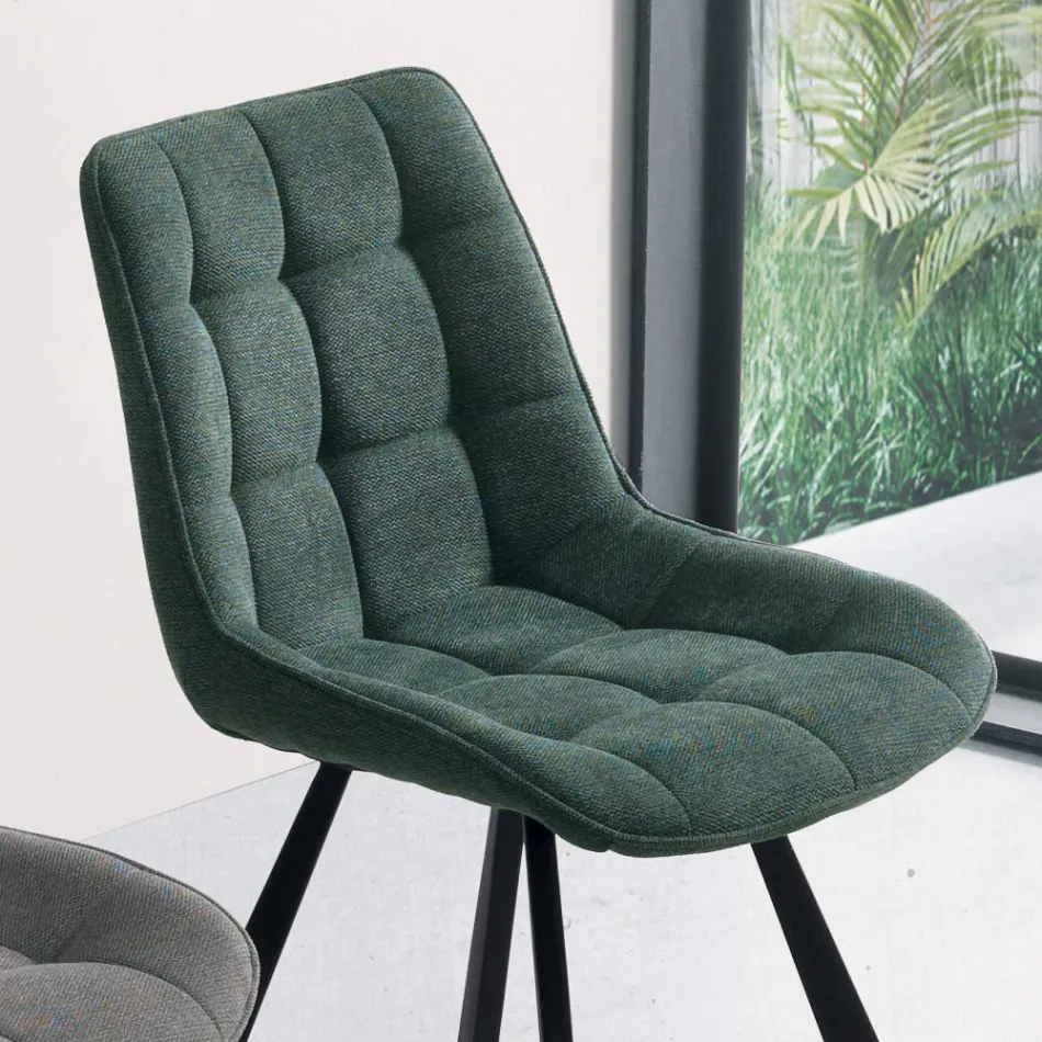 Karrige e dhomës së ndenjes në pëlhurë të veshur me susta me model 4-copë - Raggia Viadurini