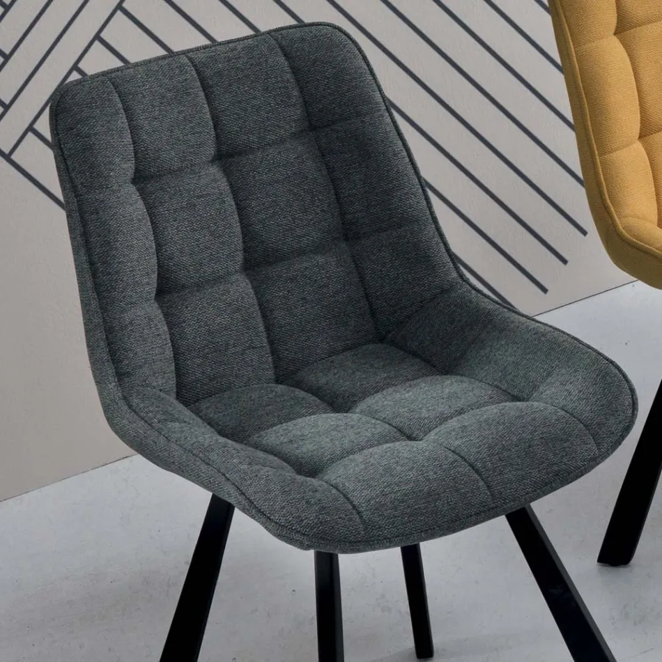 Karrige e dhomës së ndenjes me pëlhurë e veshur me susta me model 4 copë - Raggia Viadurini