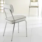 Karrige e stilit të viteve 50 me lëkurë artificiale grafiti dhe bordurë të bardhë Unica Viadurini