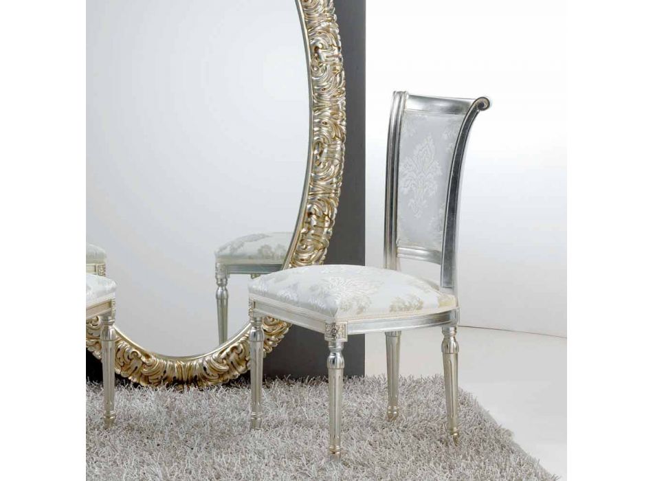 Karrige e stilit klasik prej druri me kembe me gjethe argjendi Miel Viadurini