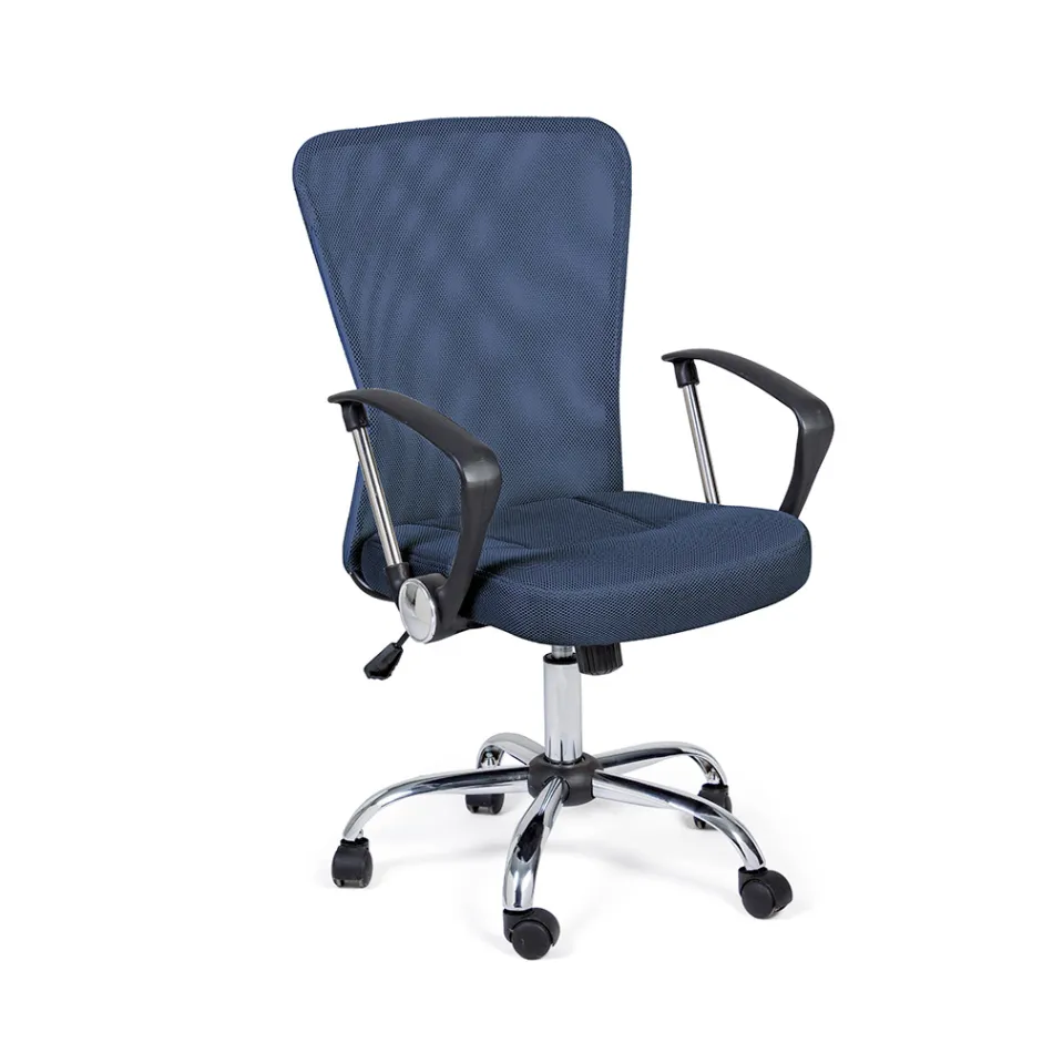 Karrige zyre me mbajtes krahesh ne çelik dhe poliester me ngjyra - Barberina Viadurini