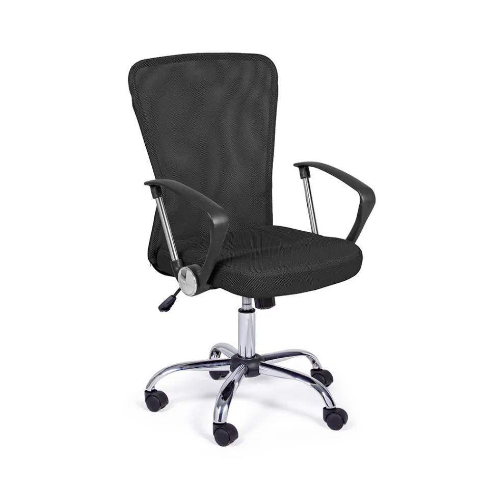 Karrige zyre me mbajtes krahesh ne çelik dhe poliester me ngjyra - Barberina Viadurini