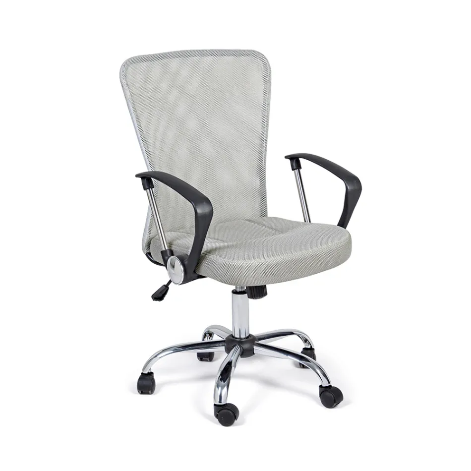 Karrige zyre me mbajtes krahesh ne çelik dhe poliester me ngjyra - Barberina Viadurini