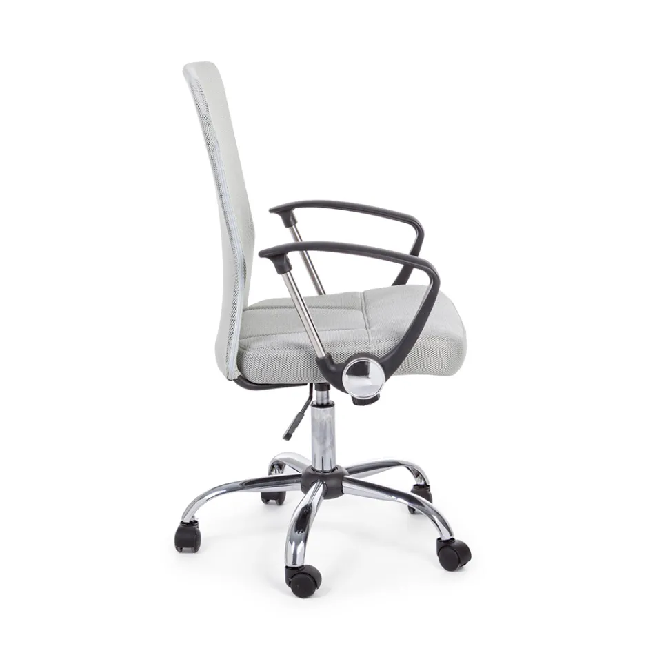 Karrige zyre me mbajtes krahesh ne çelik dhe poliester me ngjyra - Barberina Viadurini