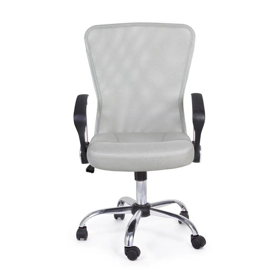 Karrige zyre me mbajtes krahesh ne çelik dhe poliester me ngjyra - Barberina Viadurini