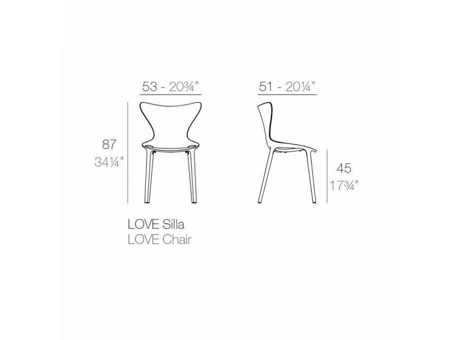 Karriget e Kopshtit me Stackable Design në Polipropilen 4 Copë - Dashuri nga Vondom Viadurini