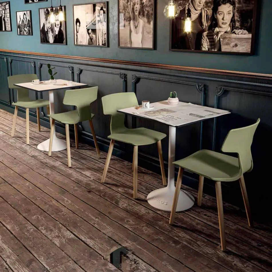 Prodhuar në Itali Karriget e ngrënies prej druri dhe polipropileni, 2 copë - tërfili Viadurini