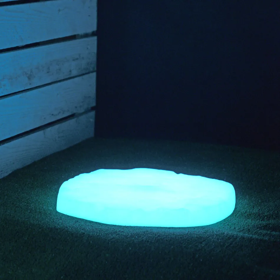 Garden Steplight në formën e gurit Fluo Made in Italy 4 Copë - Guri Viadurini