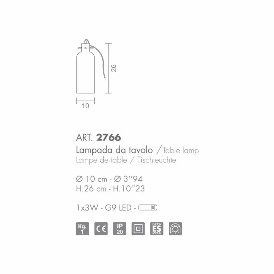 Llambë tryeze Selene Bossa Nova H10 H 26cm në gotë qelibari të çelur Viadurini