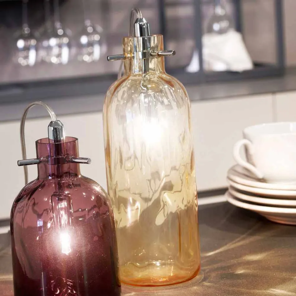 Llambë tryeze Selene Bossa Nova H10 H 26cm në gotë qelibari të çelur Viadurini