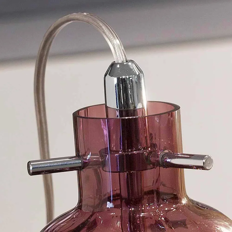 Llambë tryeze Selene Bossa Nova H11 H16cm, ametist xhami në lulëzim Viadurini