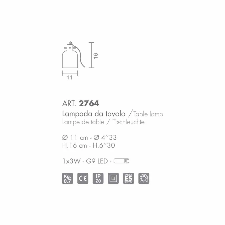 Llambë tryeze Selene Bossa Nova H11 H16cm, ametist xhami në lulëzim Viadurini