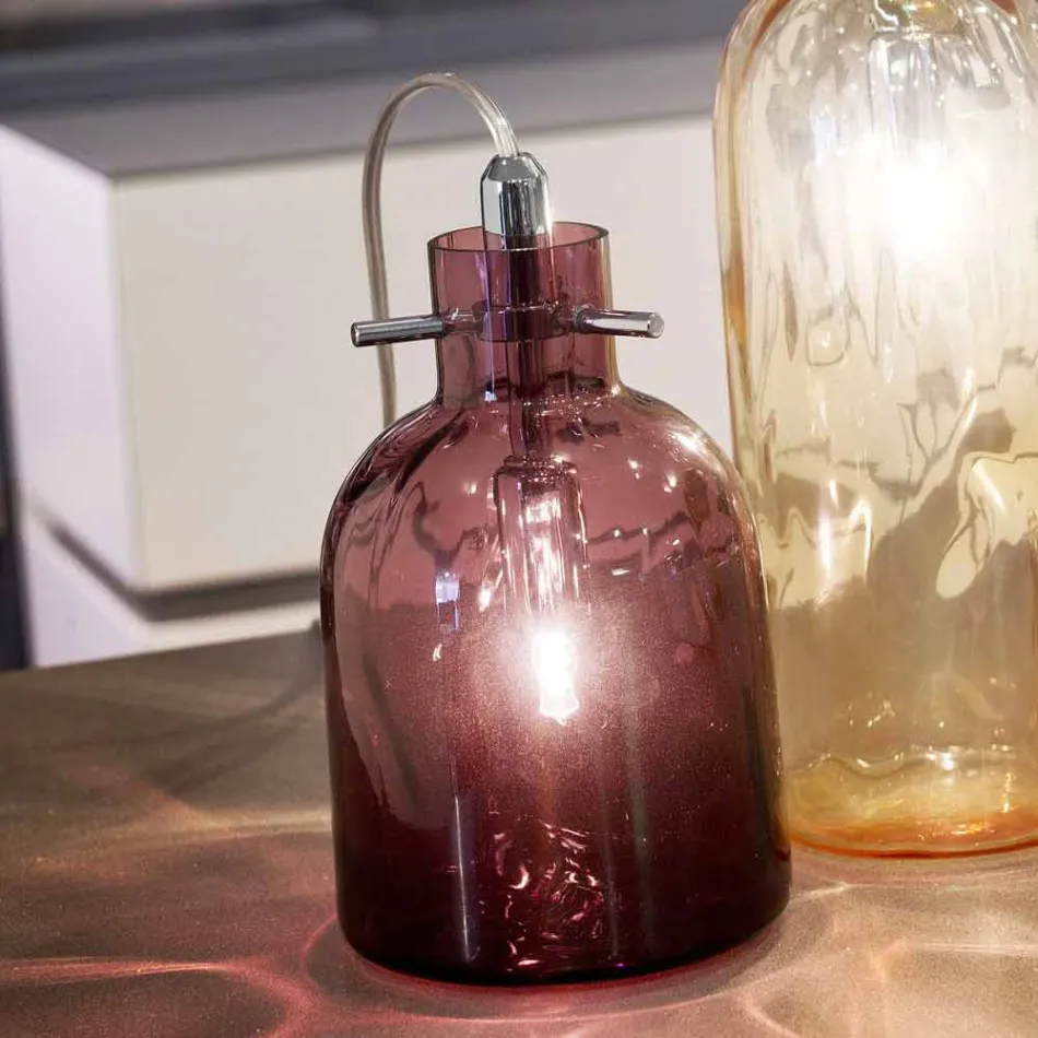 Llambë tryeze Selene Bossa Nova H11 H16cm, ametist xhami në lulëzim Viadurini