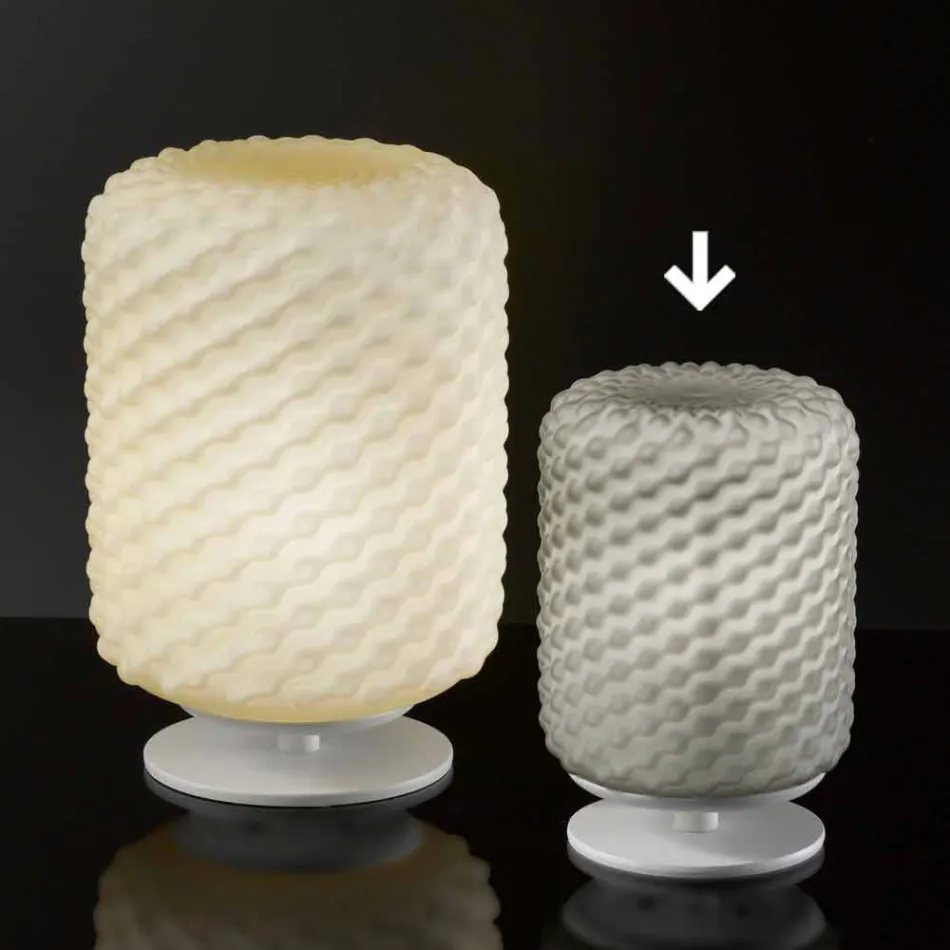 Llambë tryeze Selene Domino H15 H22cm, gotë e çelur me dorë Viadurini