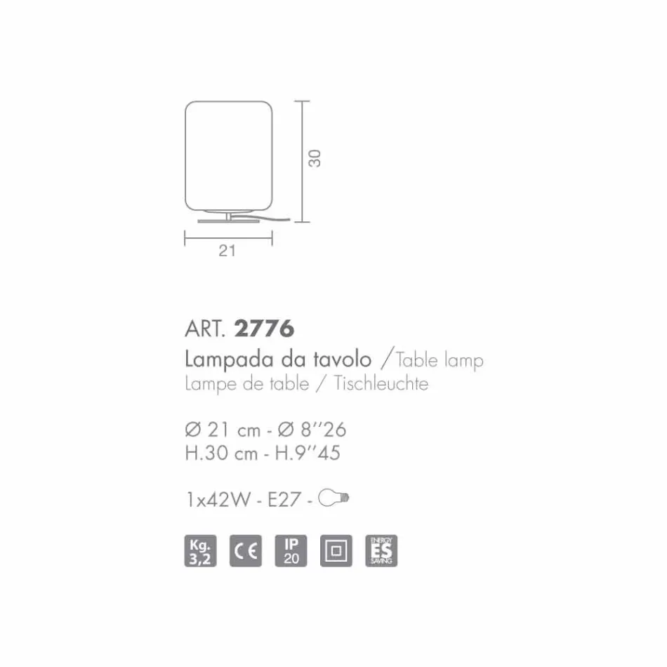 Llambë tryeze Selene Domino H21 H30cm, gotë e çelur e bërë në Itali Viadurini