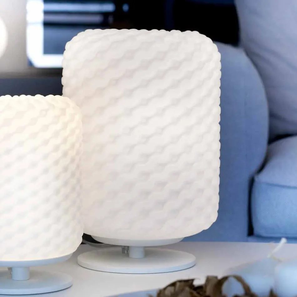 Llambë tryeze Selene Domino H21 H30cm, gotë e çelur e bërë në Itali Viadurini