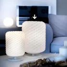 Llambë tryeze Selene Domino H21 H30cm, gotë e çelur e bërë në Itali Viadurini