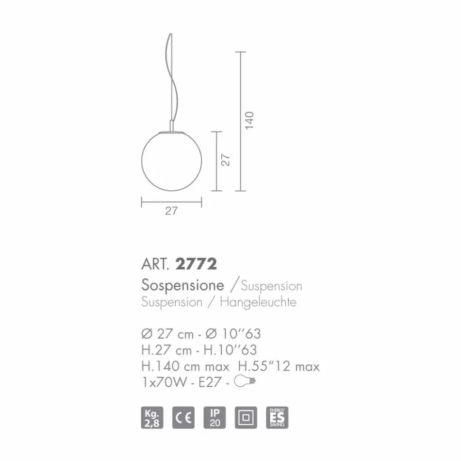 Llambadar qelqi i punuar me dorë Selene Domino bl27 H 27 / 140cm Viadurini