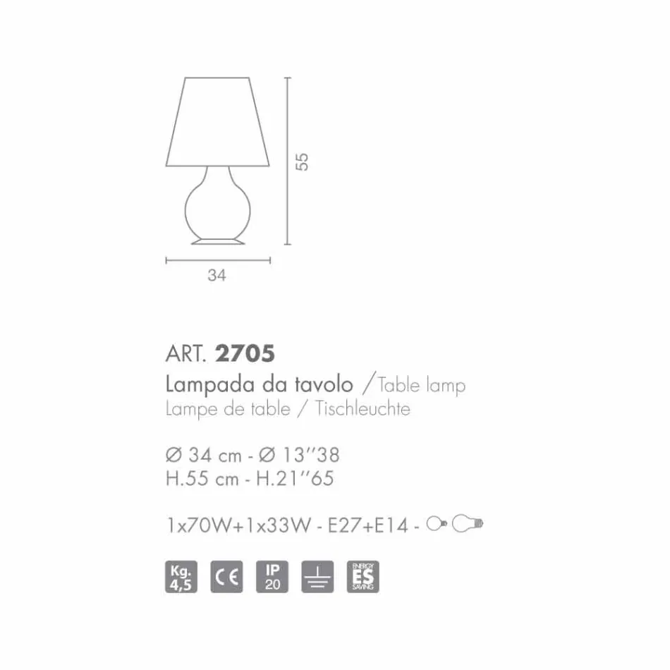 Selene Forever llambë tryezë e bardhë në lule bl34 H 55cm Viadurini