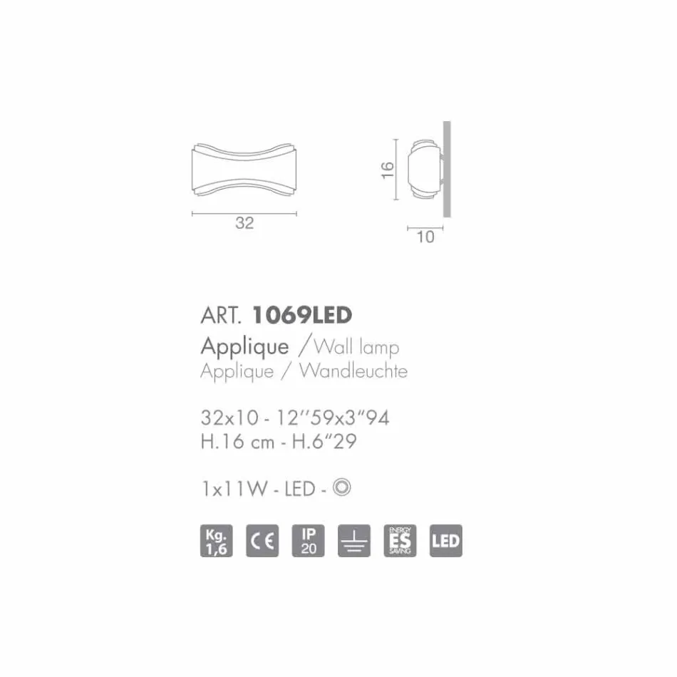 Selene Ionica aplikative 32x10 H16cm në çelik dhe qelqi të bërë në Itali Viadurini